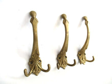 UpperDutch:Hooks and Hardware,Coat hooks - Set of 3 Wall hooks - Coat hook - Brass Plated - Ornate - Victorian style hooks.