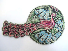 UpperDutch:Sewing Supplies,Peacock Applique, 1930s Vintage Embroidered Peacock applique, application. Sewing supply.