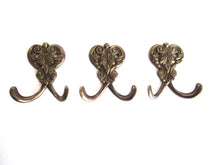 UpperDutch:Hooks and Hardware,Set of 3 Small Wall hooks, Antique Coat hook, Towel hook, Kitchen hook, Solid brass.