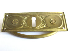 UpperDutch:Hooks and Hardware,1 (ONE) Restoration Hardware. Authentic Brass Antique Keyhole cover, Drawer Handle, Old Keyhole Plate, Escutcheon, Drop pull.