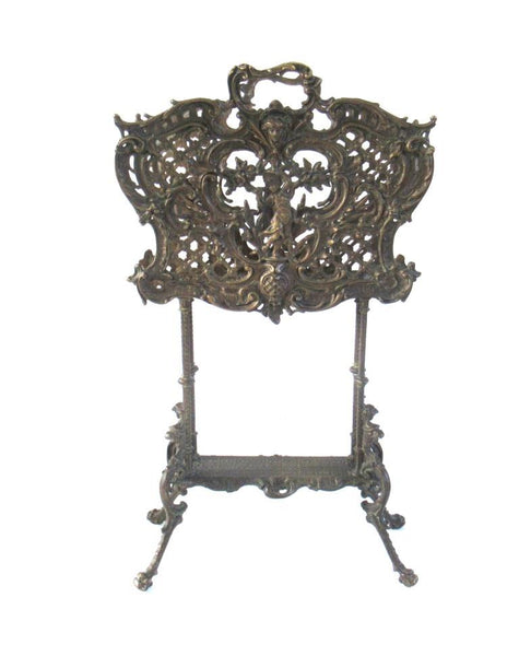 Bronze Magazine Rack, Newspaper Rack / Holder, Griffins, Dragons, Putti, Cherub, Hall entry decor.