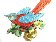 UpperDutch:Sewing Supplies,Bird Applique / 1930s Vintage Embroidered Bird and Flowers applique. Vintage sewing supply.