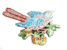 UpperDutch:Sewing Supplies,Bird Applique / 1930s Vintage Embroidered Bird and Flowers applique. Vintage sewing supply.