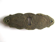 Vintage brass escutcheon, keyhole cover, Victorian style.