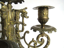 UpperDutch:Candelabras,Antique 5-arm candle holder. Antique Solid Brass 5 arm Candelabra with Griffins / Dragons.