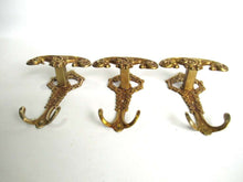 UpperDutch:Hooks and Hardware,Set of 3 Antique Coat hooks, Wall hooks, Solid Brass Ornate Victorian style hooks, made in Italy.