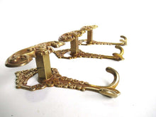 UpperDutch:Hooks and Hardware,Set of 3 Antique Coat hooks, Wall hooks, Solid Brass Ornate Victorian style hooks, made in Italy.