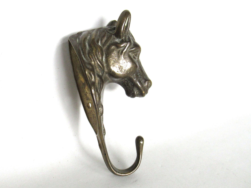 Vintage Brass Horse Head Wall Coat Hook 