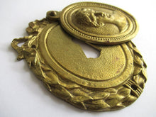 Hidden Keyhole escutcheon. Authentic antique Solid Brass Ormolu Keyhole cover Swivel Key Hole Frame. Victorian furniture hardware