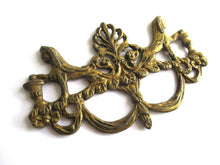Antique brass escutcheon, keyhole cover, cabinet hardware, furniture applique.