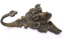 Antique Brass Ornate Angel hook, Coat hook, Cherub, kitchen / towel hook.
