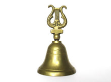 Vintage brass table bell, harp.