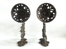 UpperDutch:,Set of 2 Antique Oil Lamp Holder with Bracket, Haunting scene, Wall Mount Sconce, Wall Sconce. Antique decor, candle holder