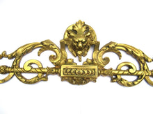 Authentic Antique Solid Brass Furniture Applique with Lion head. Front on. Hardware, embellishment.