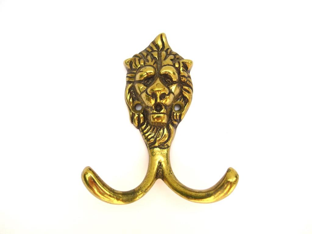 1 (ONE) Lion Head Coat hook Wall hook Solid Brass. Decorative animal  storage solution, coat hanger.