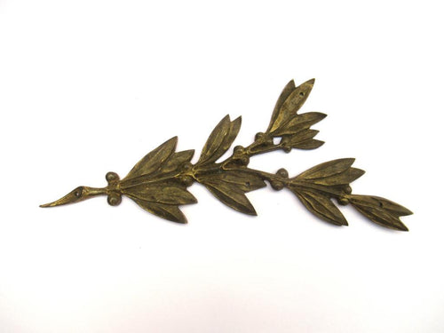 Brass Furniture embellishment. Authentic antique applique, Laurel or Olive motif.