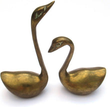 Set of 2 Vintage Solid Brass Swans.