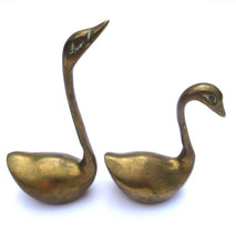 Set of 2 Vintage Solid Brass Swans.