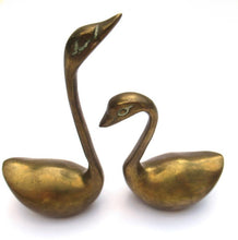 Set of 2 Vintage Solid Brass Swans.