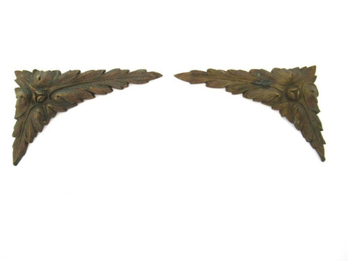 Corner pieces, Bronze embellishments. Laurel or Olive motif.