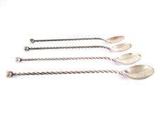 UpperDutch:Home and Decor,Set of 4 long silver plated twisted spoons. Cocktail, Ice, Dessert, Vintage Cutlery.