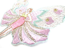 UpperDutch:Applique,Rare Antique Fairy Applique 1930s, Flapper girl, Silk on Cotton, butterfly, patch.