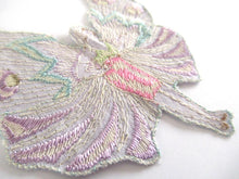 UpperDutch:Applique,Rare Antique Fairy Applique 1930s, Flapper girl, Silk on Cotton, butterfly, patch.