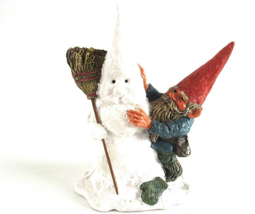 UpperDutch:Gnome,Gnome figurine 'Jonathan', 1994 after a design by Rien Poortvliet, 6 Inch, Klaus Wick, snowman, snow-gnome.