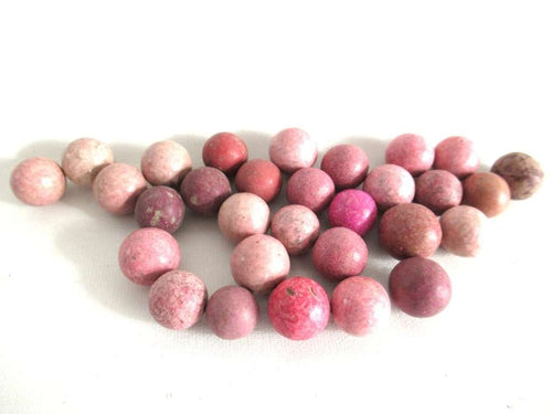 UpperDutch:,Set of 30 Pink Antique Clay Marbles.