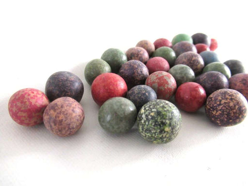 UpperDutch:,Set of 30 Antique Clay Marbles.