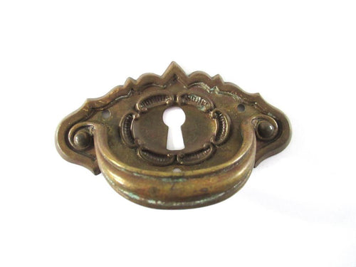 UpperDutch:Pull,Authentic Antique Drawer Handle, Old Key Hole Cover with handle, Escutcheon, Drop pull.