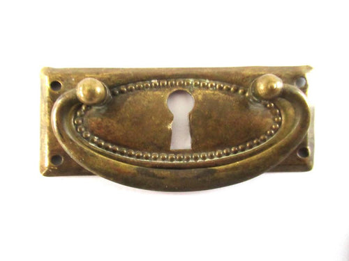 UpperDutch:Pull,Authentic Brass Antique Keyhole cover, Drawer Handle, Old Key Hole Plate, Escutcheon, Drop pull