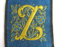 UpperDutch:,Monogram Z Applique, 1930s Vintage Embroidered 'Letter Z' applique. Alphabet Monogram application, antique letter.