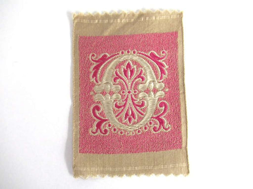 UpperDutch:,Letter O, Monogram Applique, 1930s Vintage Embroidered 'Letter O' applique. Alphabet Monogram application, antique letter