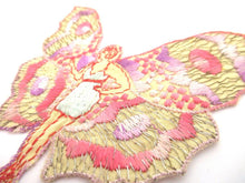 UpperDutch:Applique,Rare Antique Fairy Applique 1930s, Flapper girl, Silk on Cotton, butterfly.
