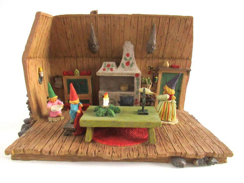 UpperDutch:Gnome,Gnome Home, Living room, Gnome Decoration, Rien Poortvliet, Gnome House, Enesco 1994, Klaus wickl.