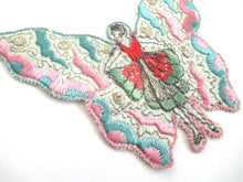 UpperDutch:,Fairy, butterfly applique, 1930s embroidered applique. Vintage patch, sewing supply, crazy quilt, antique.