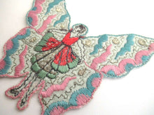 UpperDutch:,Fairy, butterfly applique, 1930s embroidered applique. Vintage patch, sewing supply, crazy quilt, antique.