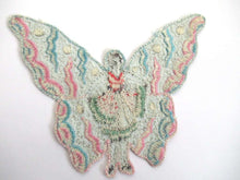 UpperDutch:,Fairy, butterfly applique, 1930s embroidered applique. Vintage patch, sewing supply, crazy quilt, antique.