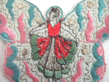 UpperDutch:,Fairy, butterfly applique, 1930s embroidered applique. Vintage patch, sewing supply, crazy quilt, antique.