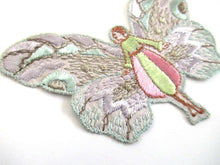 UpperDutch:,Fairy, butterfly applique, 1930s embroidered applique. Vintage patch, sewing supply, crazy quilt, antique.