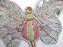 UpperDutch:,Fairy, butterfly applique, 1930s embroidered applique. Vintage patch, sewing supply, crazy quilt, antique.