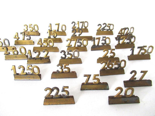UpperDutch:Numbers,Price Tags, Antique Metal Store Price Holders, Showcase Pricing Display Numbers, Vintage Wedding Table Numbers.