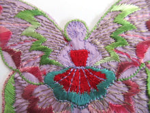 UpperDutch:,Butterfly Fairy applique, 1930s embroidered applique. Vintage sewing supply, crazy quilt.