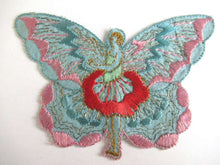 UpperDutch:,Fairy Applique, butterfly applique, 1930s embroidered applique. Vintage patch, sewing supply, crazy quilt, antique.