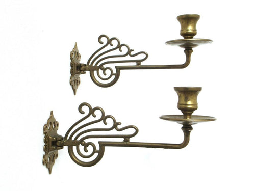 UpperDutch:Candelabra,Antique Solid Brass Victorian Piano Wall Sconces, Candle holders.