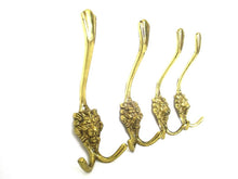 Set of 4 Solid Brass Lion Head Coat hook / Wall hooks.