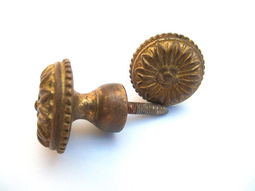 Antique Solid Brass Drawer knobs, Floral Drawer Pulls, handles