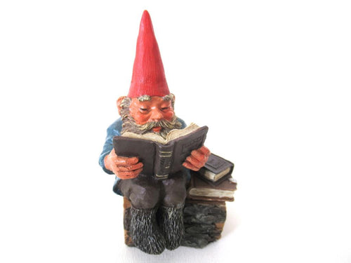 UpperDutch:Gnome,'Gideon' Reading Gnome figurine. Classic gnomes series by AAAAAAA International Co. Ltd. Designed by Rien Poortvliet.