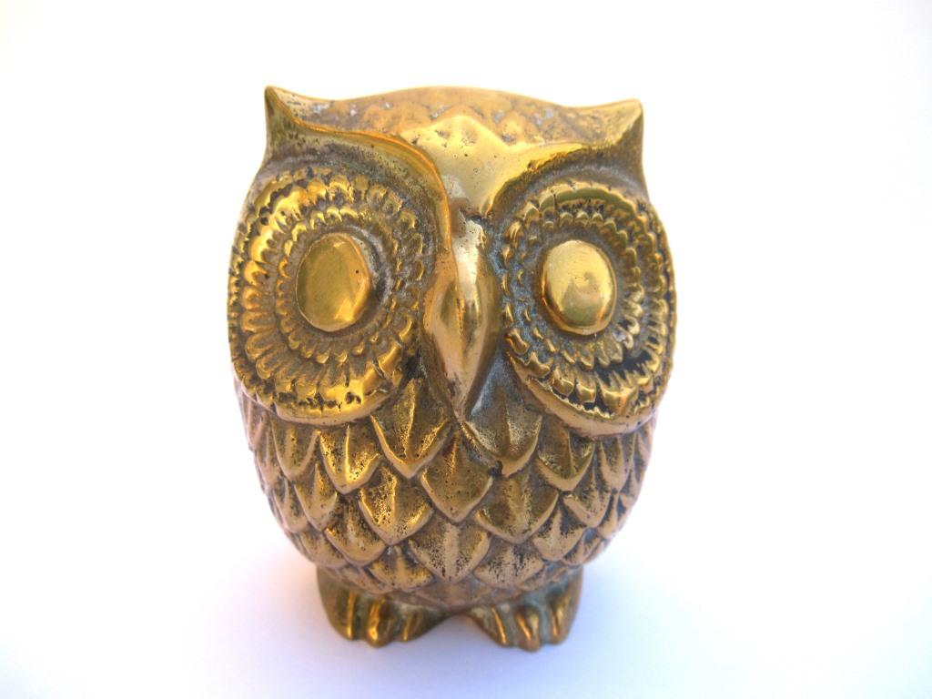 Owl Figurine, Vintage Brass Owl Figurine #89BGDAK3